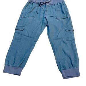 Caslon Grey Cropped Linen Joggers Size XS